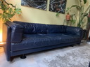 Vintage donkerblauwe 3-zit bank