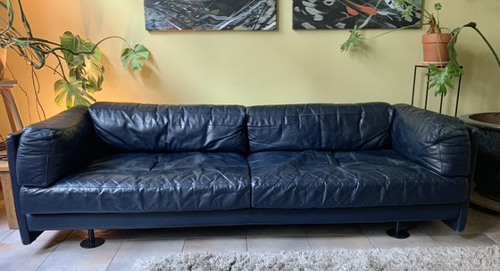 Image 1 of Vintage donkerblauwe 3-zit bank