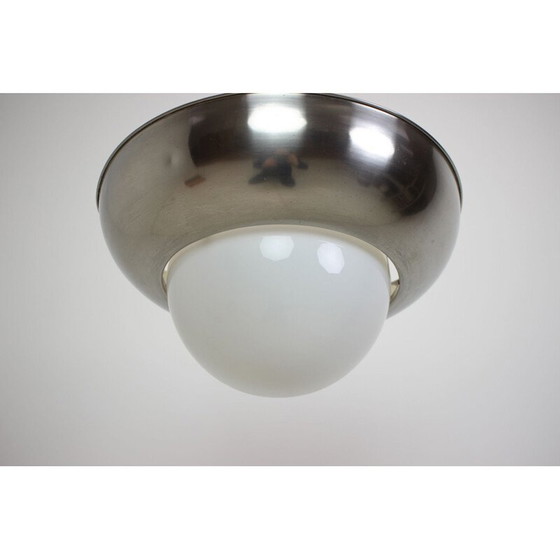 Image 1 of Vintage art deco metalen en glazen hanglamp, Tsjecho-Slowakije 1930