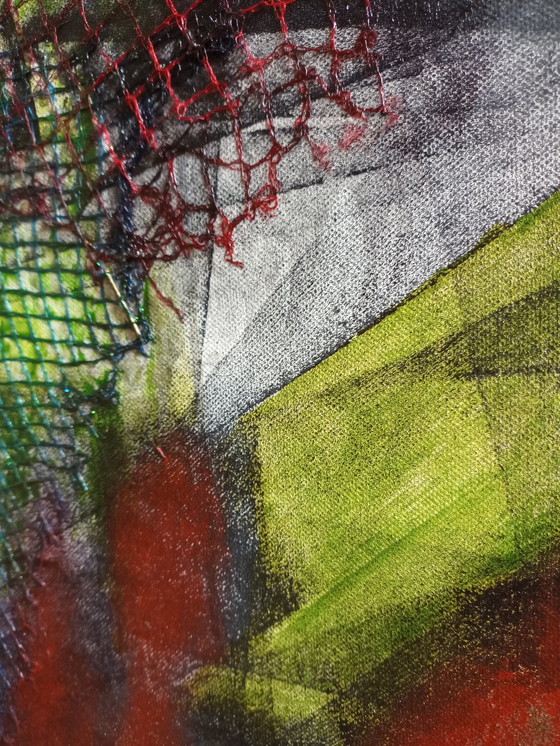 Image 1 of Tineke van Steenbergen - Green, Mixed media schilderij