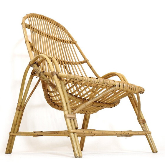 Image 1 of Vintage rotan fauteuil met armleuning, 1960-1970