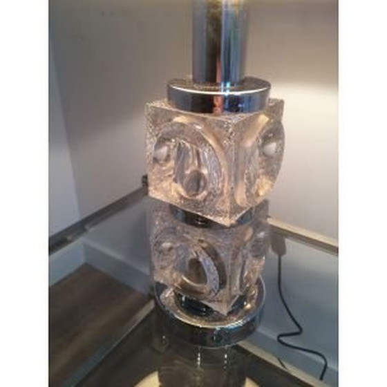 Image 1 of Paar vintage tafellampen van glas en chroom,1960