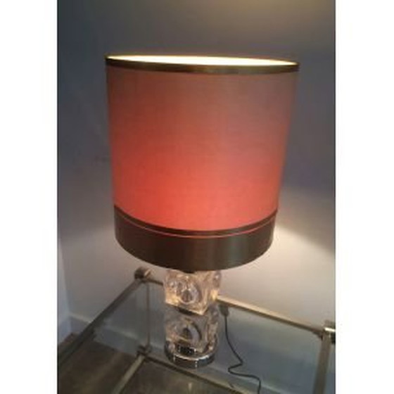 Image 1 of Paar vintage tafellampen van glas en chroom,1960