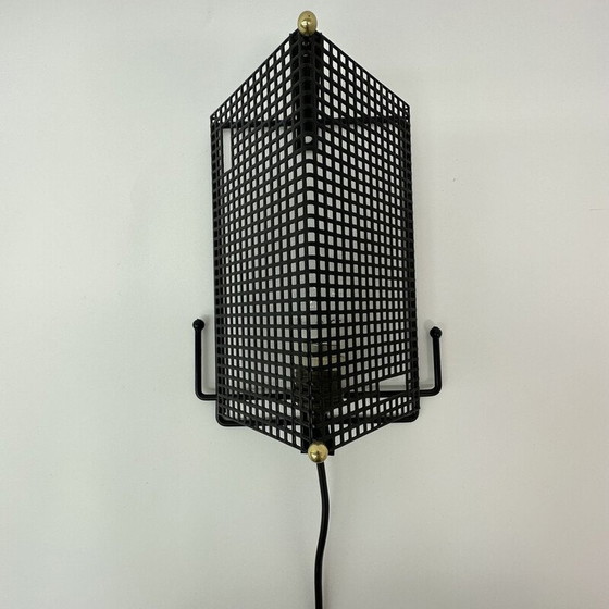 Image 1 of Mid century geperforeerde metalen wandlamp van Tjerk Reijenga voor Pilastro, 1950