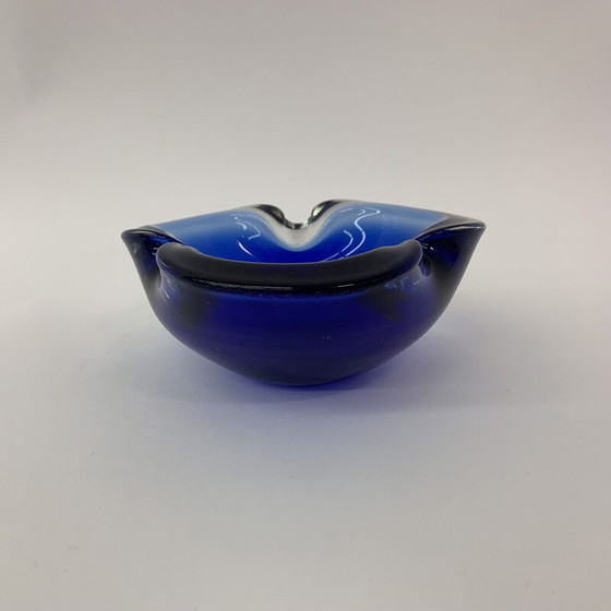 Image 1 of Set van 4 mid century blauwe Murano glazen kommen, 1970