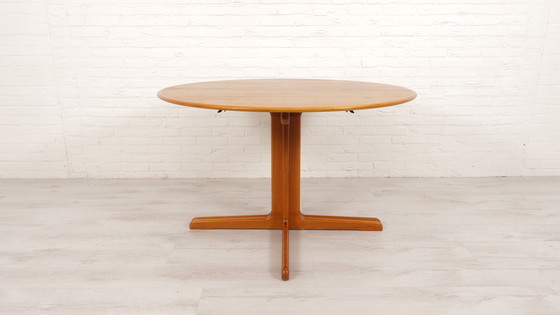 Image 1 of Vintage Ronde Eettafel | Teak | Uitschuifbaar | 120 Cm