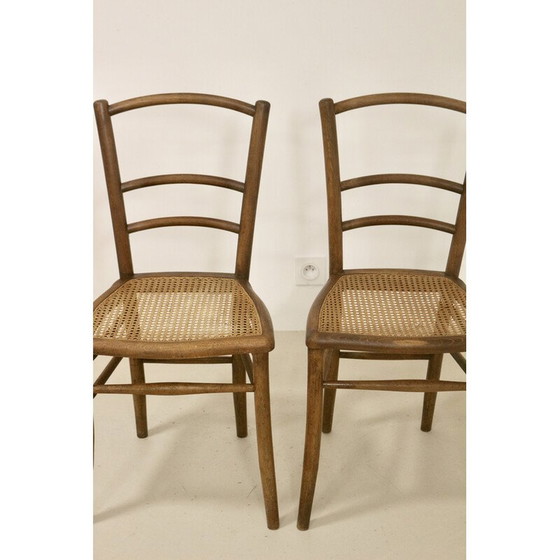 Image 1 of Paar vintage bistrostoelen met rieten kap, 1950