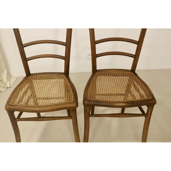 Image 1 of Paar vintage bistrostoelen met rieten kap, 1950