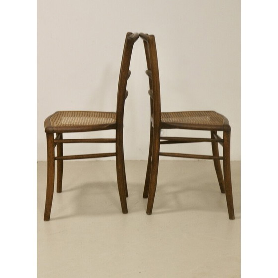 Image 1 of Paar vintage bistrostoelen met rieten kap, 1950