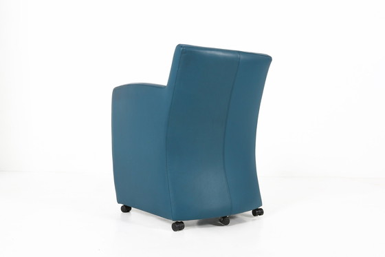 Image 1 of Vintage loungestoel in blauw leer van Leolux, 1990S