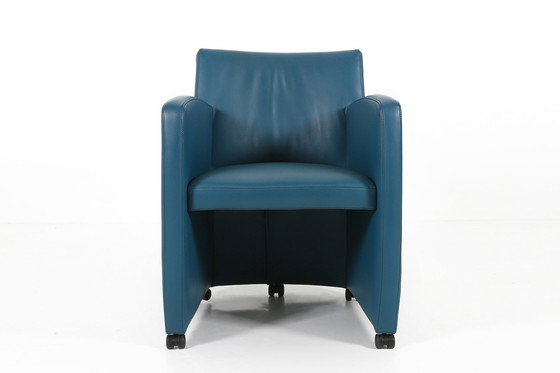 Image 1 of Vintage loungestoel in blauw leer van Leolux, 1990S