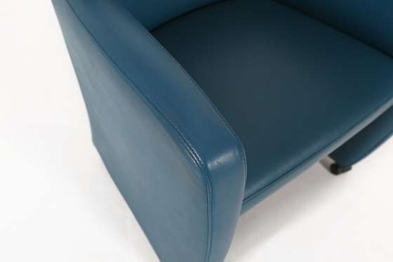 Image 1 of Vintage loungestoel in blauw leer van Leolux, 1990S