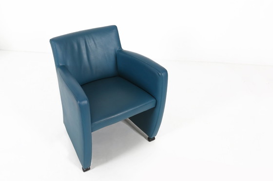 Image 1 of Vintage loungestoel in blauw leer van Leolux, 1990S