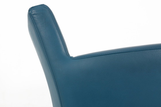 Image 1 of Vintage loungestoel in blauw leer van Leolux, 1990S