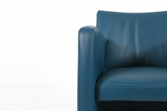 Image 1 of Vintage loungestoel in blauw leer van Leolux, 1990S