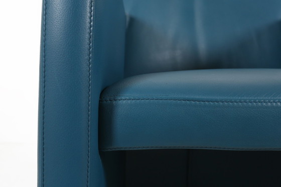 Image 1 of Vintage loungestoel in blauw leer van Leolux, 1990S