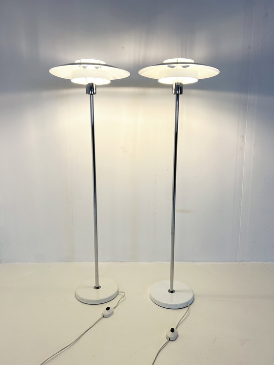 Image 1 of 2X Schalen Vloerlamp, Olle Andersson, Boréns ‘80