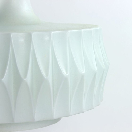 Image 1 of Vintage wit glazen en messing hanglamp, Tsjecho-Slowakije 1960