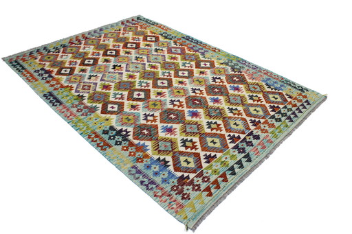 Originele oude stijl Kelim Afghan 243 X 169 Cm Top staat