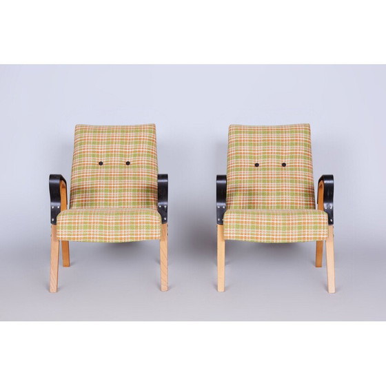 Image 1 of Paar vintage eiken fauteuils van Tatra Pravenec, Tsjecho-Slowakije 1950