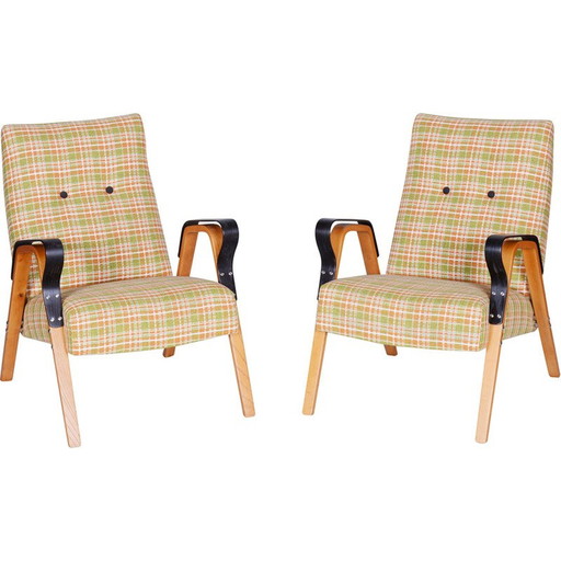 Paar vintage eiken fauteuils van Tatra Pravenec, Tsjecho-Slowakije 1950