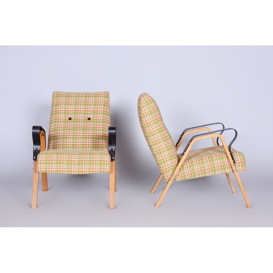 Image 1 of Paar vintage eiken fauteuils van Tatra Pravenec, Tsjecho-Slowakije 1950