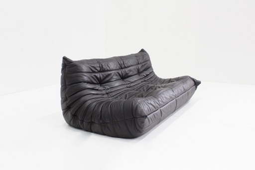 Togo Ligne Roset 3 Zits Sofa Bruin Leder