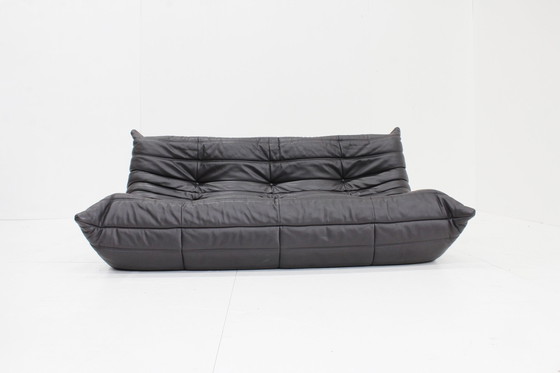 Image 1 of Togo Ligne Roset 3 Zits Sofa Bruin Leder