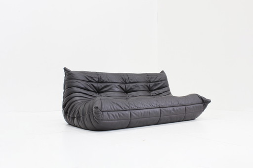 Togo Ligne Roset 3 Zits Sofa Bruin Leder