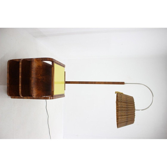 Image 1 of Vintage Art Deco vloerlamp van papier en walnoot, Tsjecho-Slowakije 1930