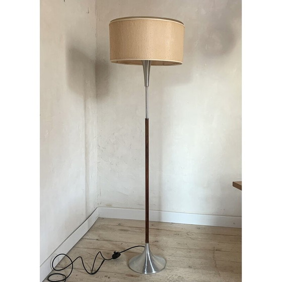 Image 1 of Vintage vloerlamp van rozenhout en aluminium, 1960