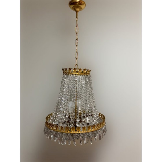 Image 1 of Vintage kristallen kroonluchter, jaren 1960