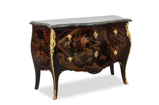 Commode van lak en marmer. Uit de jaren 1950.