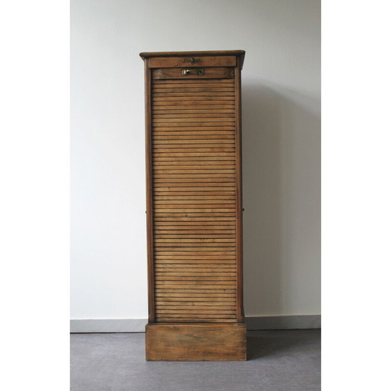 Image 1 of Vintage massief houten archiefkast met draaideur, 1950