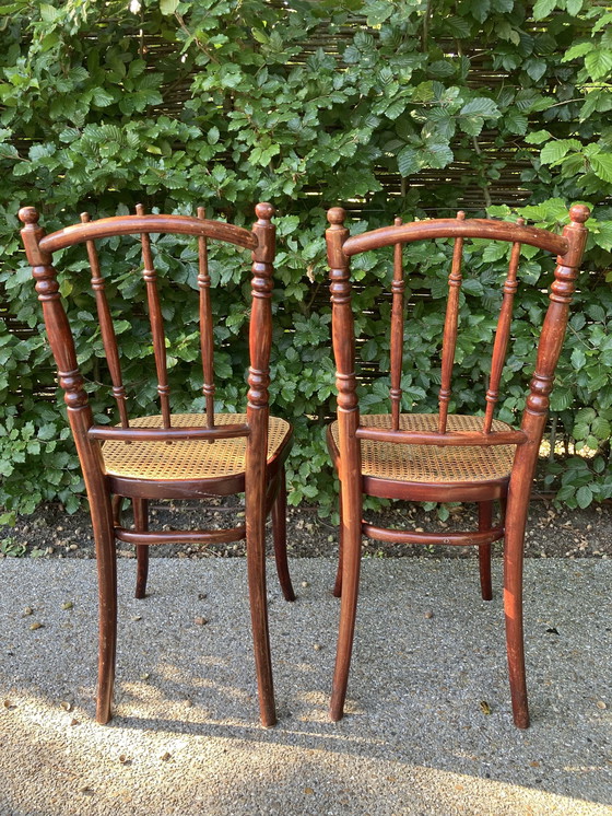 Image 1 of 2x Thonet Stoelen Gevlochten Zitting