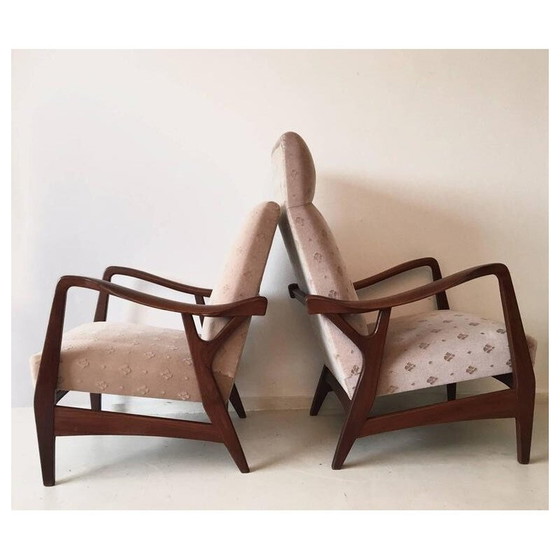 Image 1 of Paar vintage teakhouten fauteuils met organische vorm, Nederland 1950