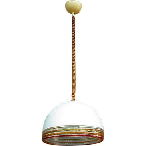 Vintage Leucos plafondlamp in glas Febo door Robert Pamio 1970