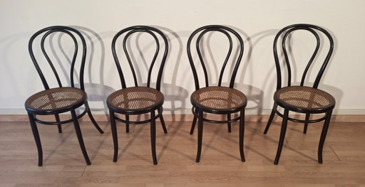 Eetkamerstoelen van gebogen beukenhout in de stijl van Thonet, Italië, set van 4