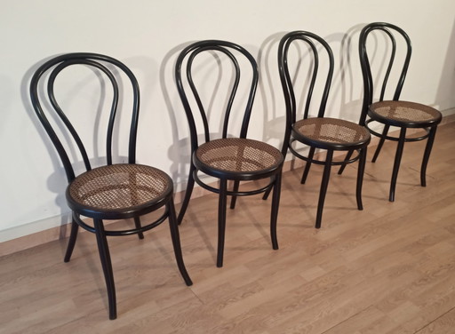 Eetkamerstoelen van gebogen beukenhout in de stijl van Thonet, Italië, set van 4