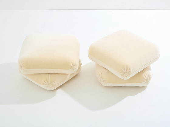 Image 1 of Jacques Charpentier voor Maison Jansen Paar Ottomans Mohair Fluweel 1970S