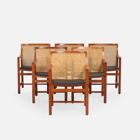 Image 1 of Set van 6 vintage fauteuils van Rud Thygesen en Johnny Sørensen, Denemarken 1980