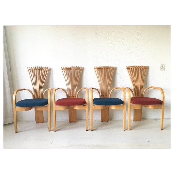 Image 1 of Set van 4 vintage stoelen voor Westnofa in wol en eikenhout 1980