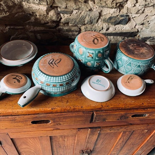 Set van 6 vintage keramische stukken uit Vallauris van Robert Picault