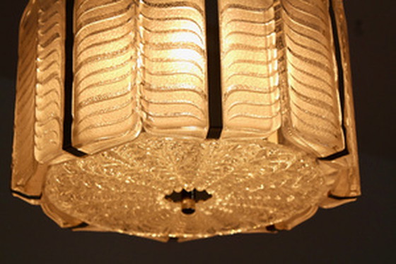 Image 1 of Kalmar nikkel hanglamp met structuurglas