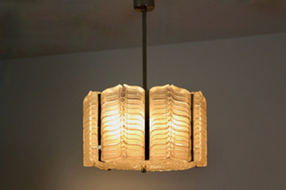 Image 1 of Kalmar nikkel hanglamp met structuurglas