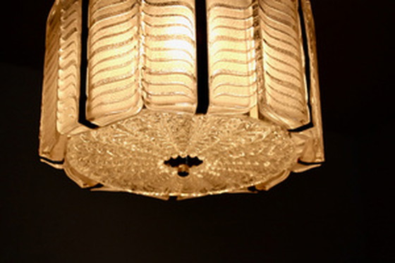 Image 1 of Kalmar nikkel hanglamp met structuurglas