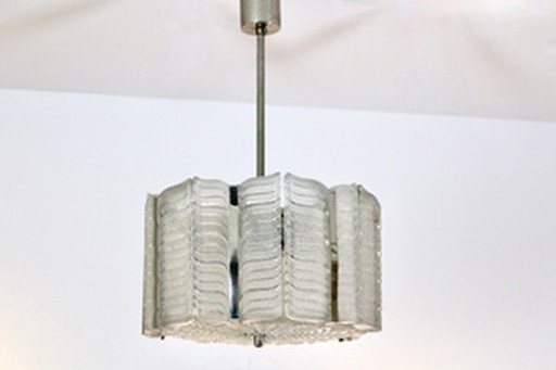 Kalmar nikkel hanglamp met structuurglas