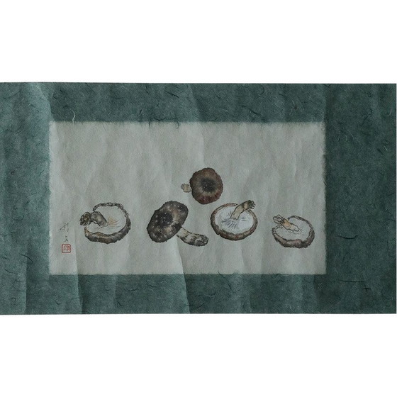 Image 1 of Vintage poster Svampar Japans schilderij op stof, Denemarken