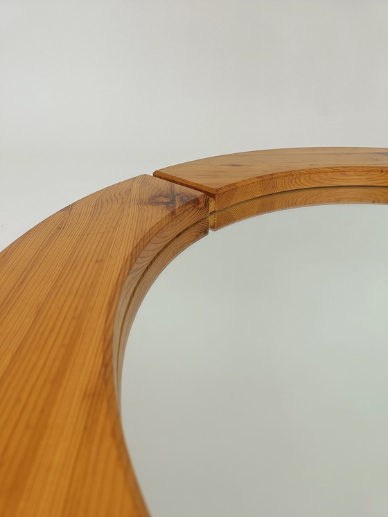 Image 1 of Mid-century ronde houten Spiegel