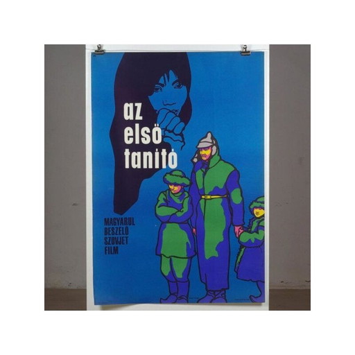 Vintage Sovjet filmposter "De eerste leraar".